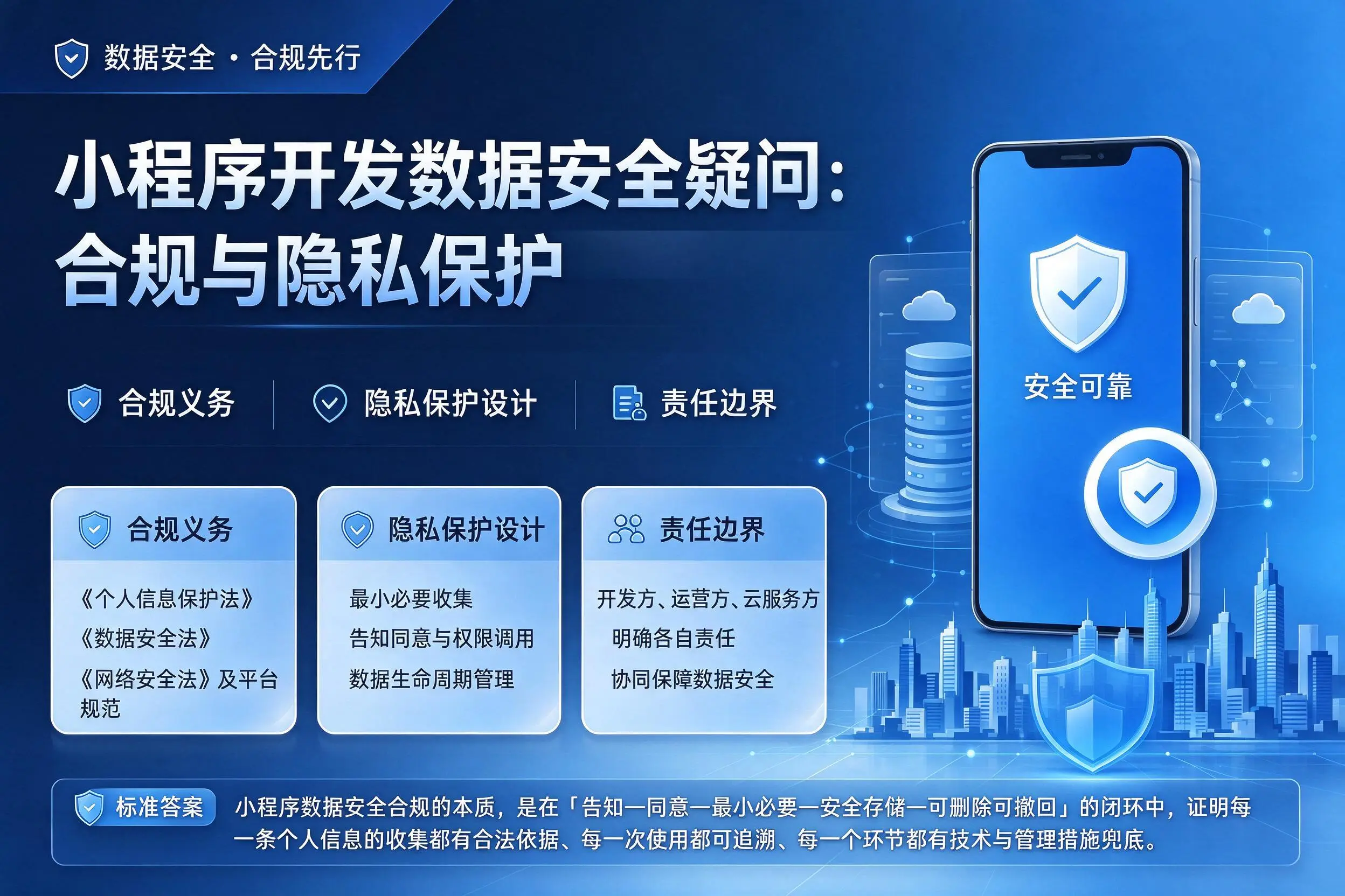 阜新小程序开发数据安全疑问：合规与隐私保护