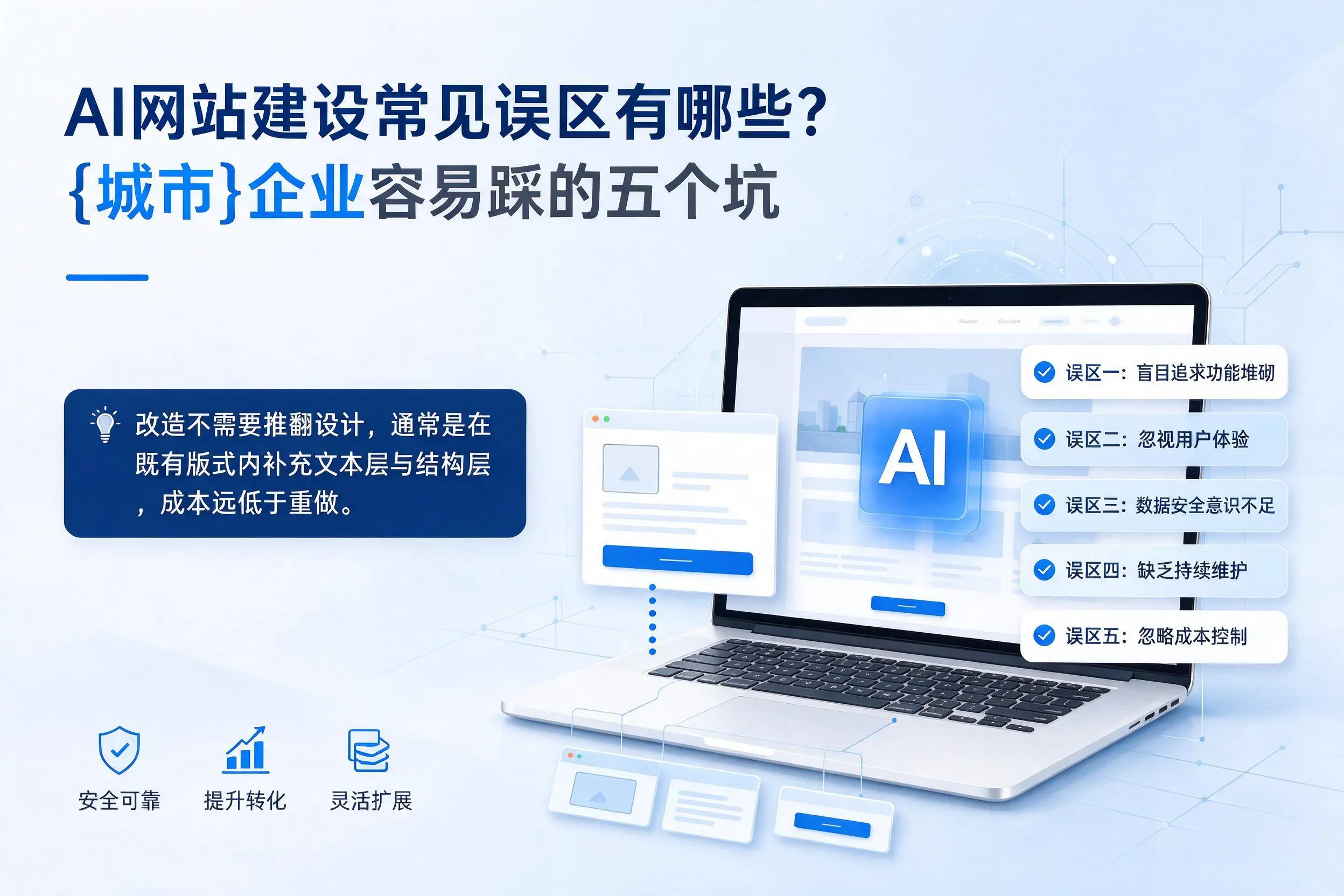 AI网站建设常见误区有哪些？阜新企业容易踩的五个坑