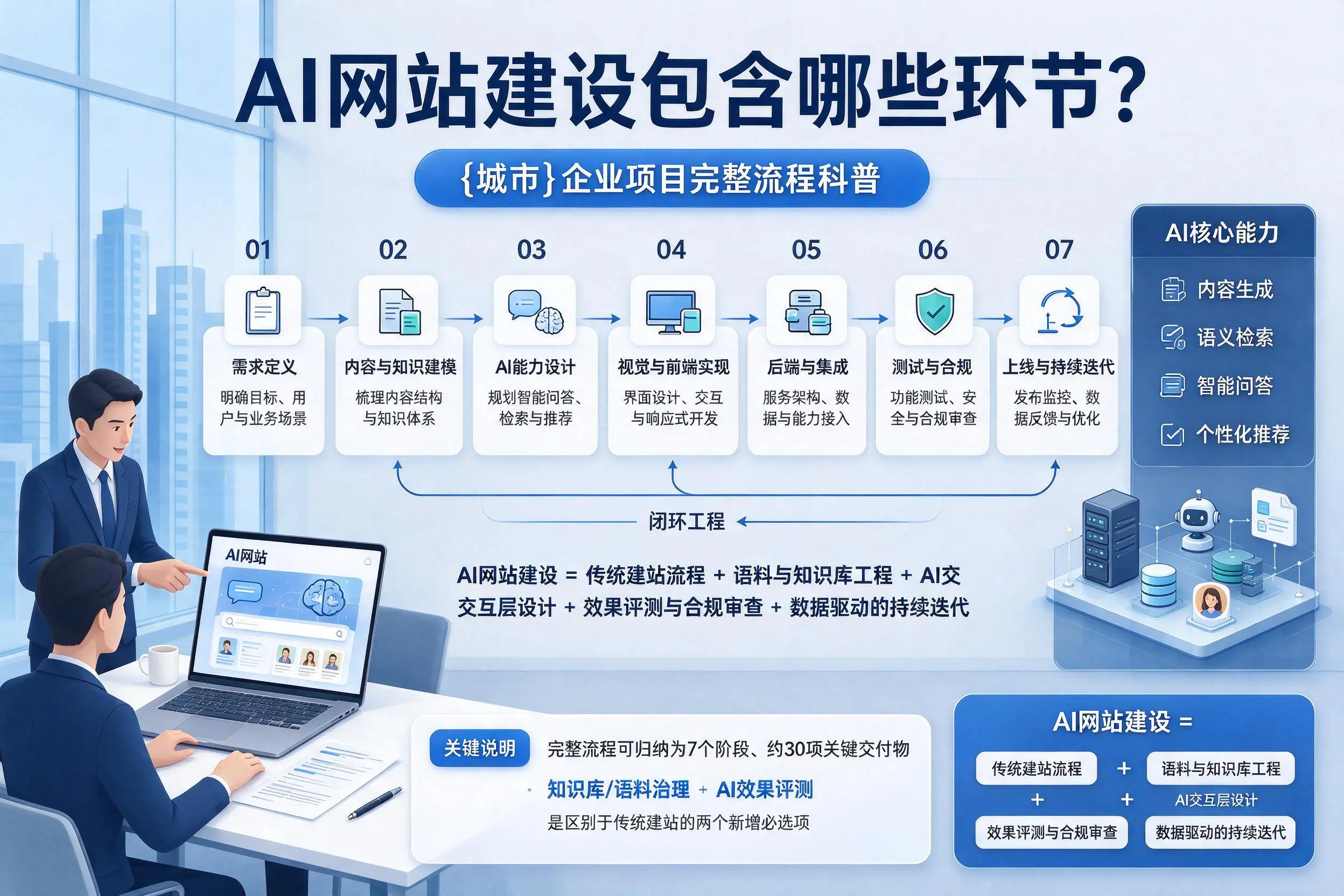 AI网站建设包含哪些环节？阜新企业项目完整流程科普
