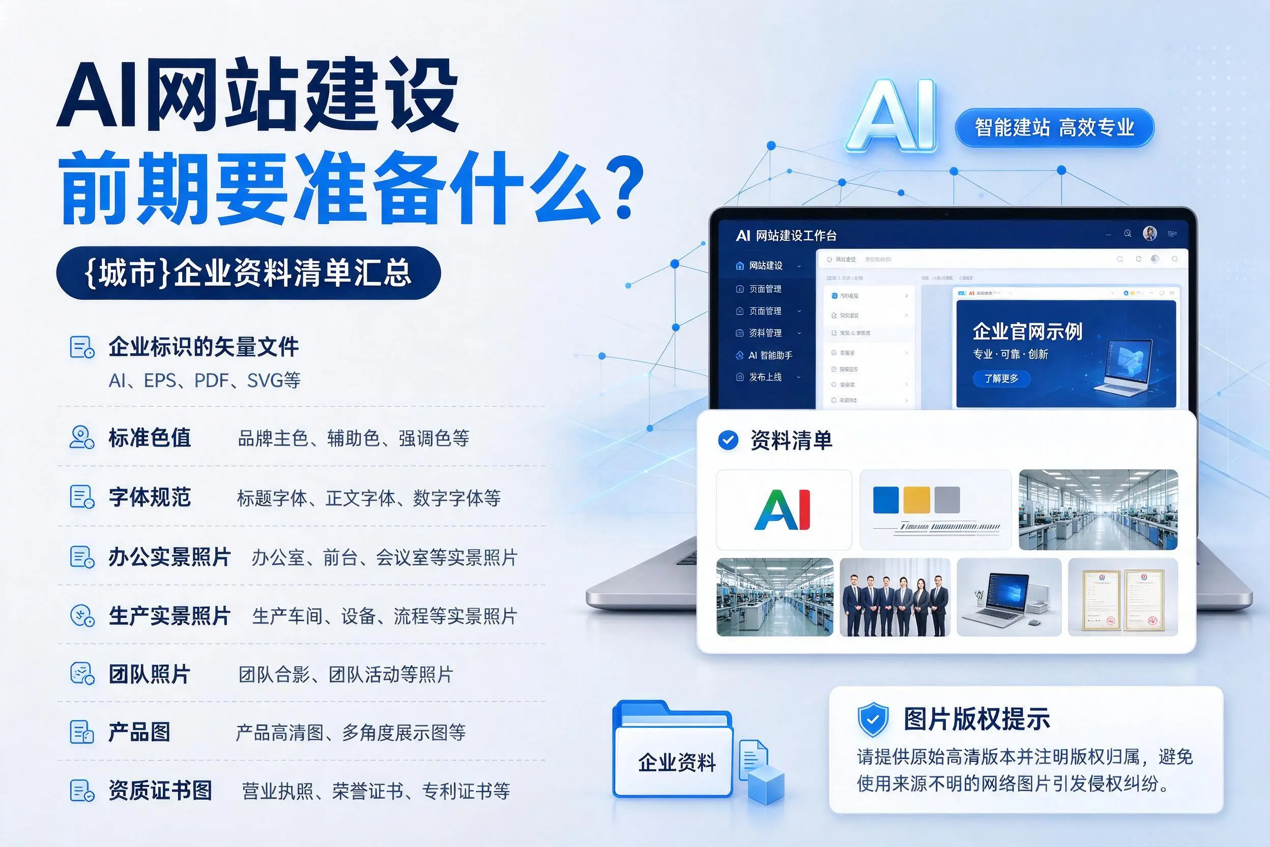 AI网站建设前期要准备什么？阜新企业资料清单汇总